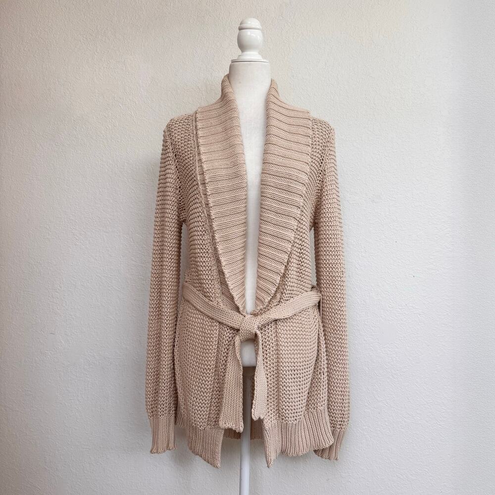 Isabel Marant open knit wide shawl collar cardigan beige Semi Sheer France